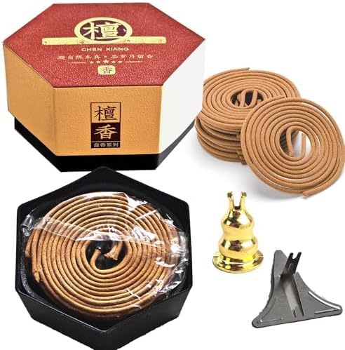 Sandalwood Incense Coils 40PCS with Spiral Holder Burner