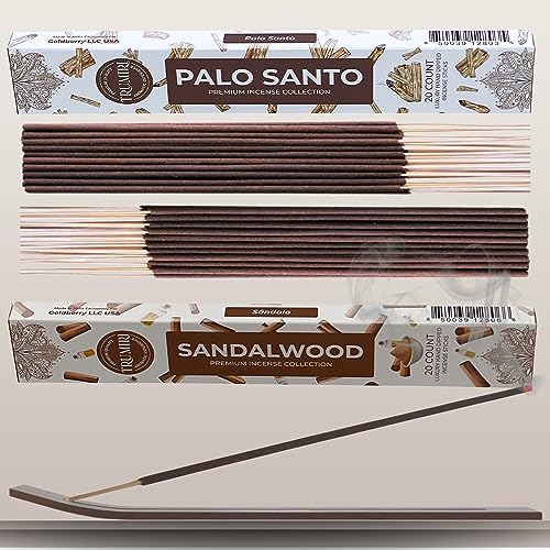 Trumiri Organic Incense Sticks - 40 Pack 20 Palo Santo 20 Sandalwood