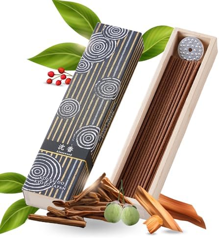 Hasegawa Hyakurakuko Premium Sandalwood Incense Sticks - 40 Count with Holder