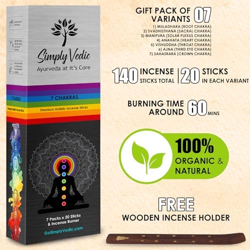 Simply Vedic 7 Chakra Incense Sticks Set