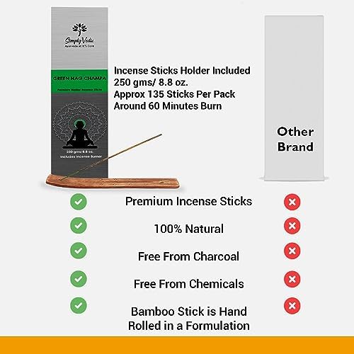 Simply Vedic Nag Champa Incense Sticks 250g with Holder