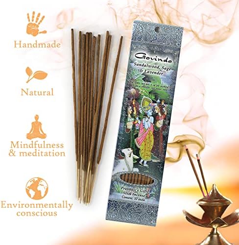 Prabhujis Gifts Spiritual Incense Sticks - Sandalwood Sage Lavender - 3 Packs