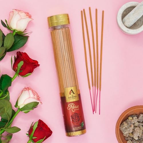 The Aroma Factory Rose Agarbatti - Charcoal Free Premium Fragrance 100G Jar Pack