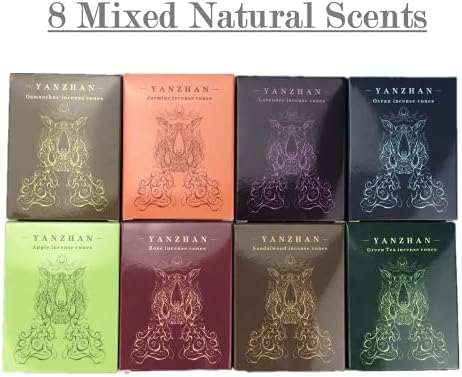 Yanzhan 80 Pcs Backflow Incense Cones 8 Mixed Scents