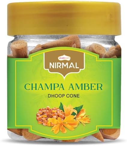 Shubhkart Nirmal Champa Amber Dhoop Cones - 60Pcs Dual Fragrance Pack