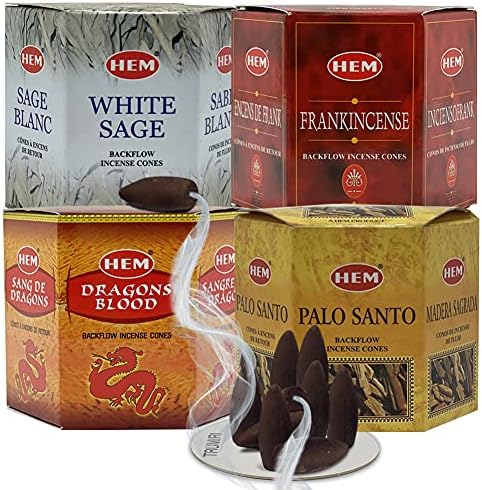 Variety Pack Backflow Incense Cones with Mat Bundle 4