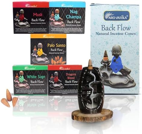 ARO VATIKA Backflow Natural Masala Incense Cones 50 Pack A