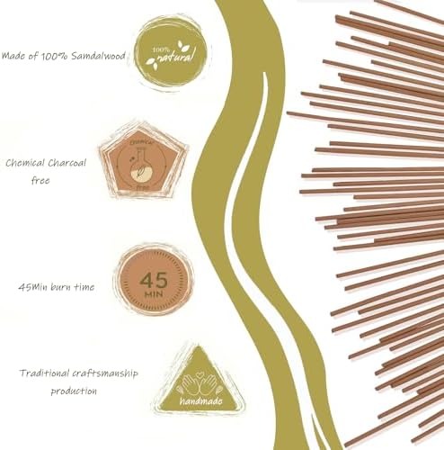 TOSAMC Sandalwood Incense Sticks 120pcs Natural Burn