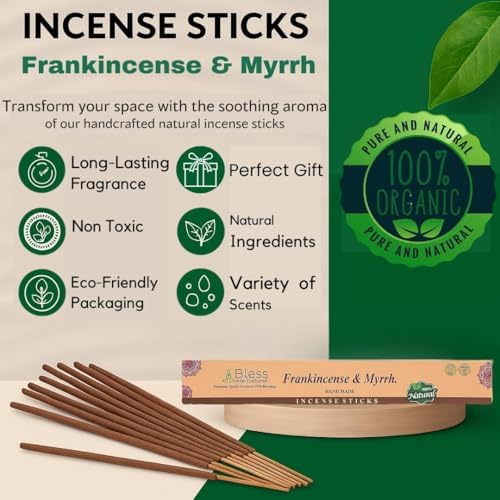 Bless Frankincense and Myrrh Natural Handmade Incense Sticks 80 Sticks