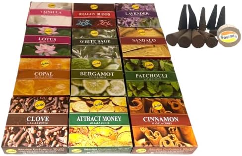 Govinda Sreevani Natural Masala Incense Cones and Holder Bundle