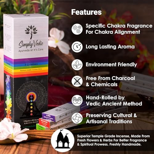 Simply Vedic 7 Chakra Incense Sticks Set