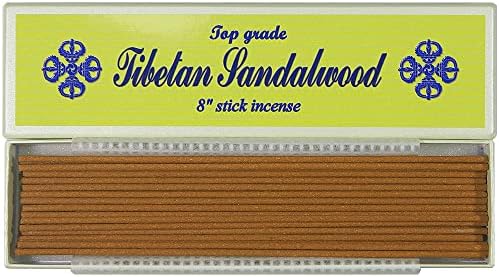 8 Inch Premium Tibetan Sandalwood Stick Incense - Natural No Bamboo Core