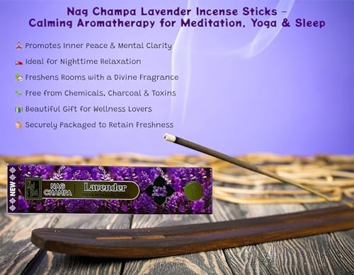 Premium Nag Champa Lavender Incense Sticks 180gm 15g x 12 Pack
