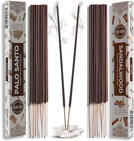 Trumiri Organic Incense Sticks - 40 Pack 20 Palo Santo 20 Sandalwood