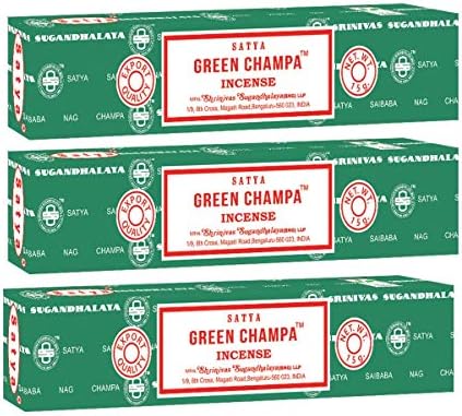 3 Packs Original Satya Sai Baba Nag Champa Incense Sticks 15g Box Green Champa Agarbatti