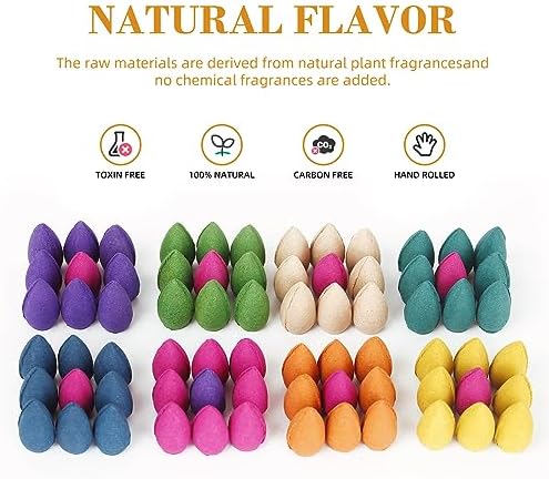 140PCS 8 Mixed Natural Scent Backflow Incense Cones Gift Set