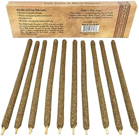 New Age Imports Premium Palo Santo Myrrh Incense Sticks 7-8 10 Pack
