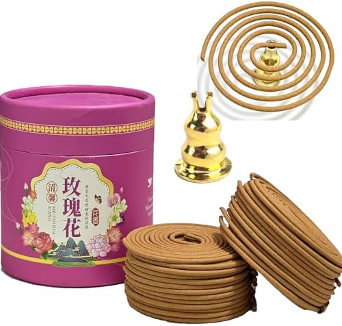 AmaSiverRock Rose Spiral Incense Coils 48 Pcs