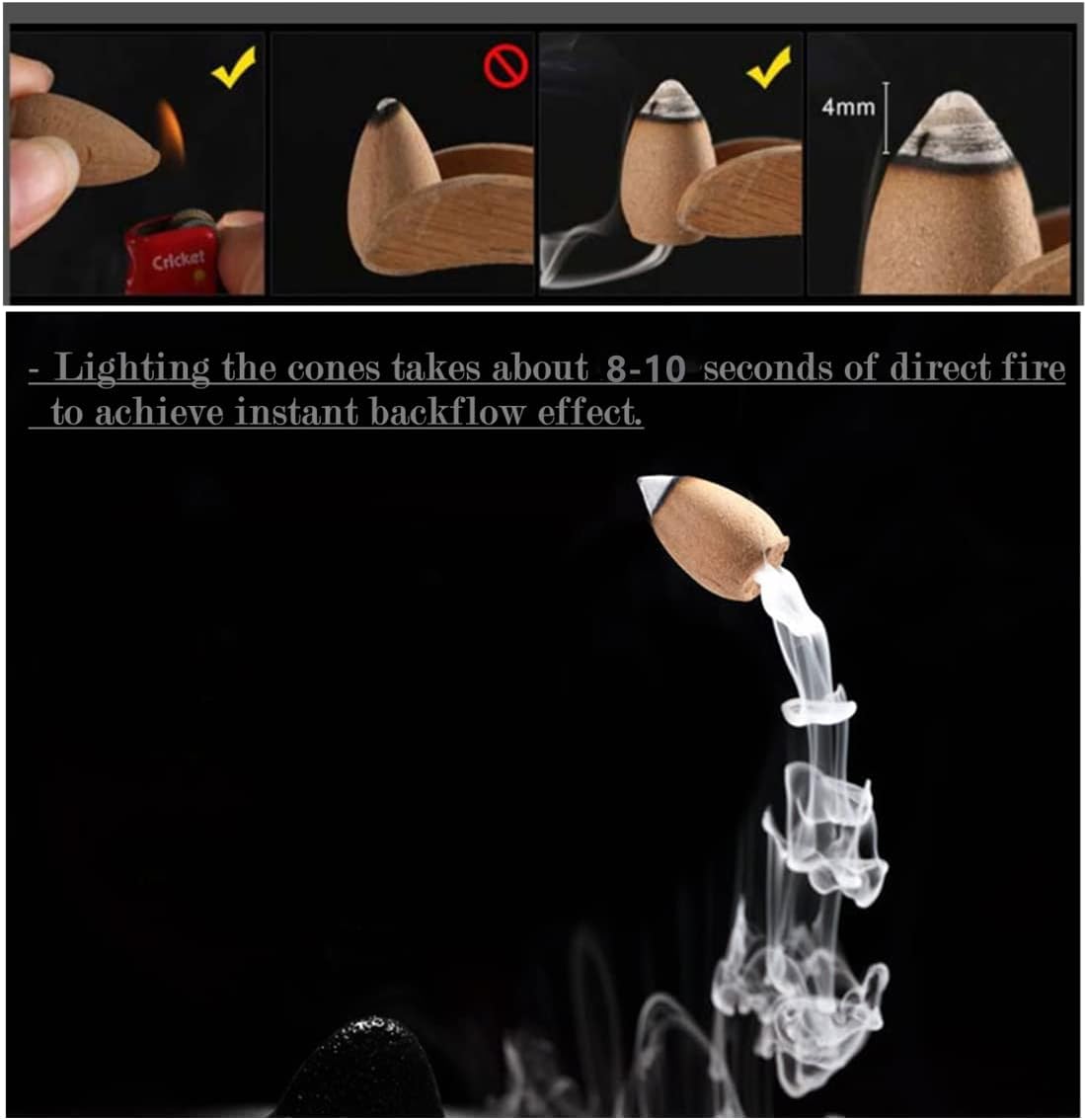 Yanzhan 80 Pcs Backflow Incense Cones 8 Mixed Scents