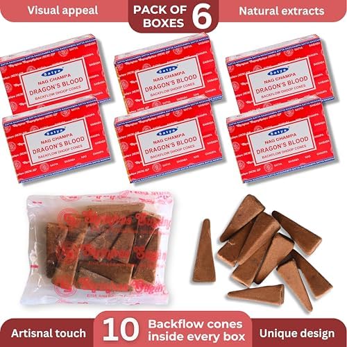 Dragons Blood Incense Cones for Waterfall Fountain - Pack of 6