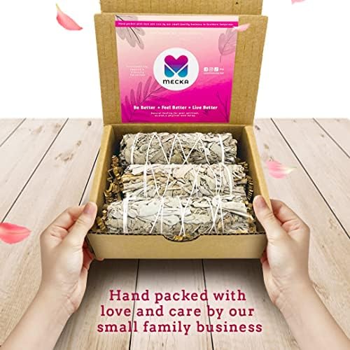 MECKA White Sage Smudge Sticks 3 Pack for Cleansing and Relaxation