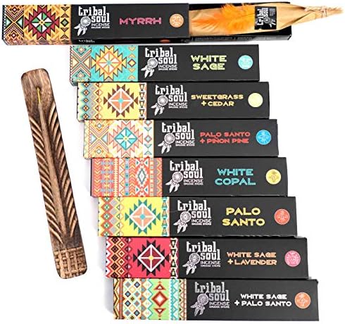 Tribal Soul INTB8 Incense Smudge Sticks Set with Burner