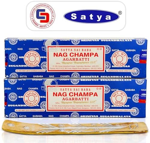 Satya Nag Champa Incense Sticks 2 Pack 200 GMS with Raajsee Holder