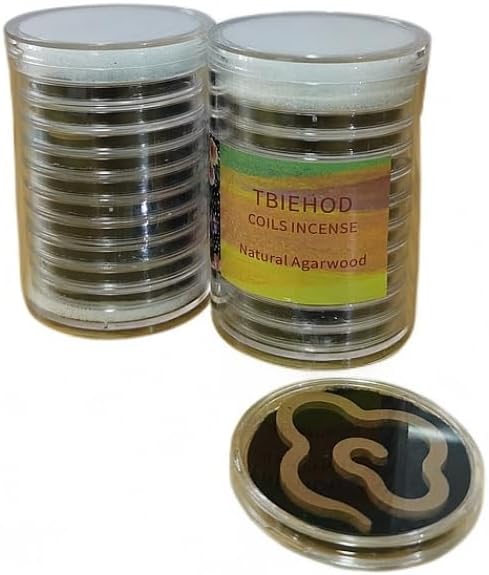 Natural Agarwood Coil Incense with 10 Packets in a Small Jar