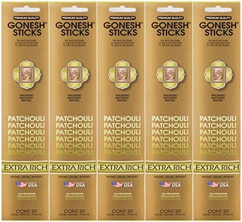 Gonesh Incense Sticks Patchouli 5 Packs 100 Total