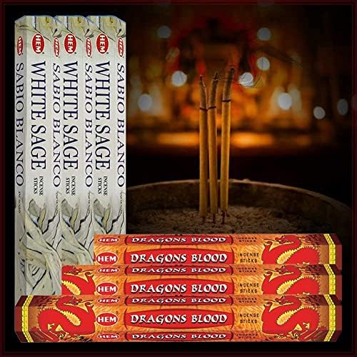 Dragons Blood And White Sage Incense Sticks With Holder Bundle For Home Fragrance