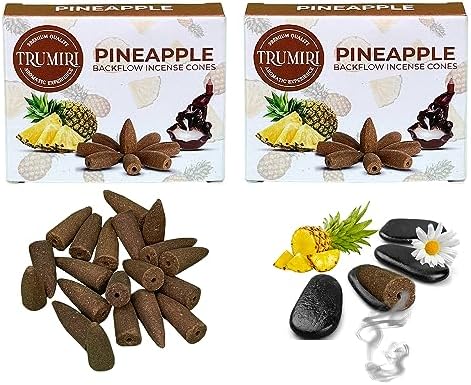 TRUMIRI Pineapple Backflow Incense Cones - 20 Pack Dual Set