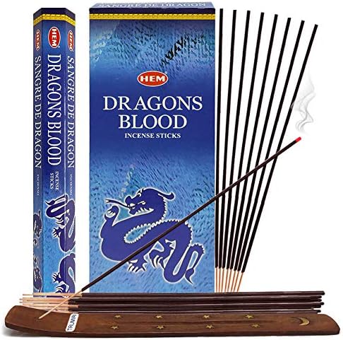 Dragons Blood Blue Incense Sticks and Holder Bundle