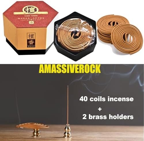 Sandalwood Incense Coils 40PCS with Spiral Holder Burner