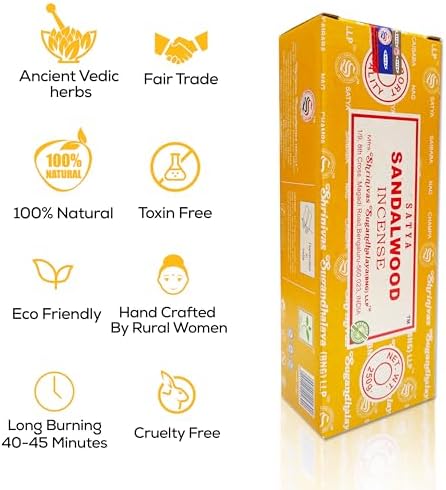 Satya Sandalwood Incense Sticks 250gm Pack with Raajsee Holder