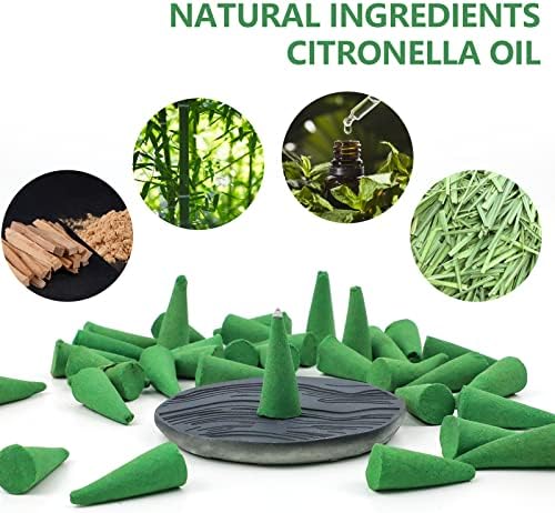 Citronella Incense Cones 120 Pack with Holder