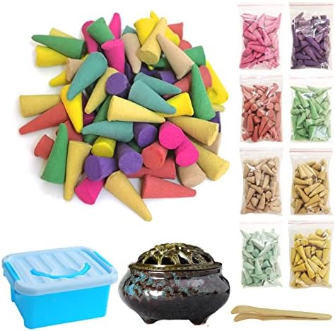 DUOHEMENG Incense Cones 8 Mixed Scents 320 Total with Ceramic Burner