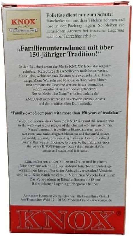 Knox Sandal Scent German Incense Cones for Christmas Smokers