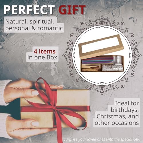 Danilovo Smudging Kit with 5 Palo Santo Sticks 1 White Sage Stick 50 Chakra Beeswax Candles and Ceramic Holder