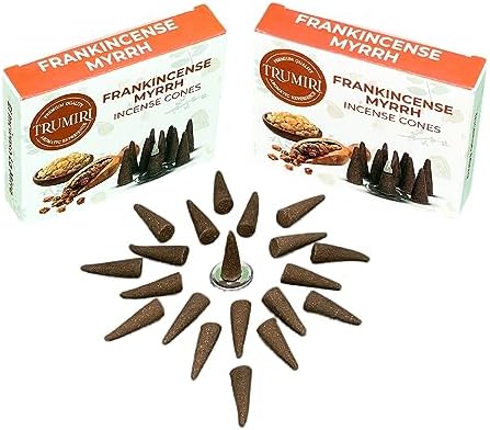 TRUMIRI Frankincense Myrrh Incense Cones 20 Pack