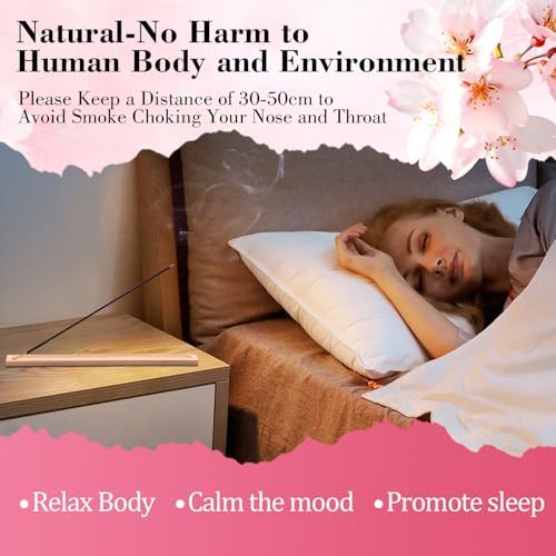 RELCHANE Sakura Incense Sticks 100pcs Natural Burn 30 mins Stress Relief