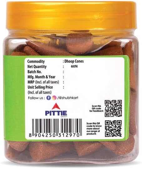 Shubhkart Nirmal Champa Amber Dhoop Cones - 60Pcs Dual Fragrance Pack