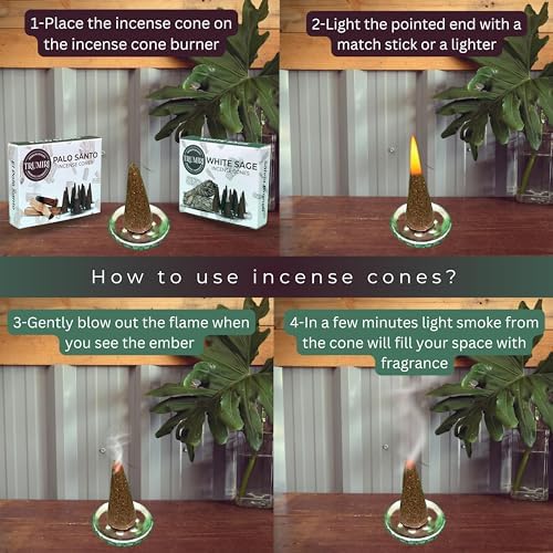 TRUMIRI Incense Cones - 20 Pack 10 Palo Santo 10 White Sage