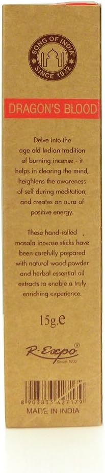 Song of India Organic Goodness Masala Incense - Dragons Blood 15g Box of 12