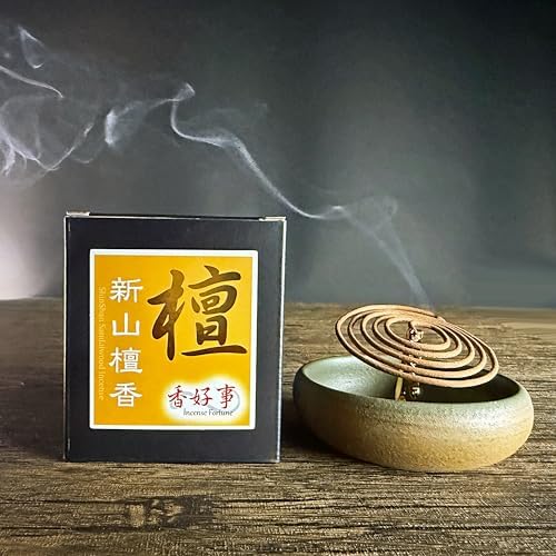 ShinShan Sandalwood Incense Coils 48pcs - Taiwan Style for Meditation and Yoga