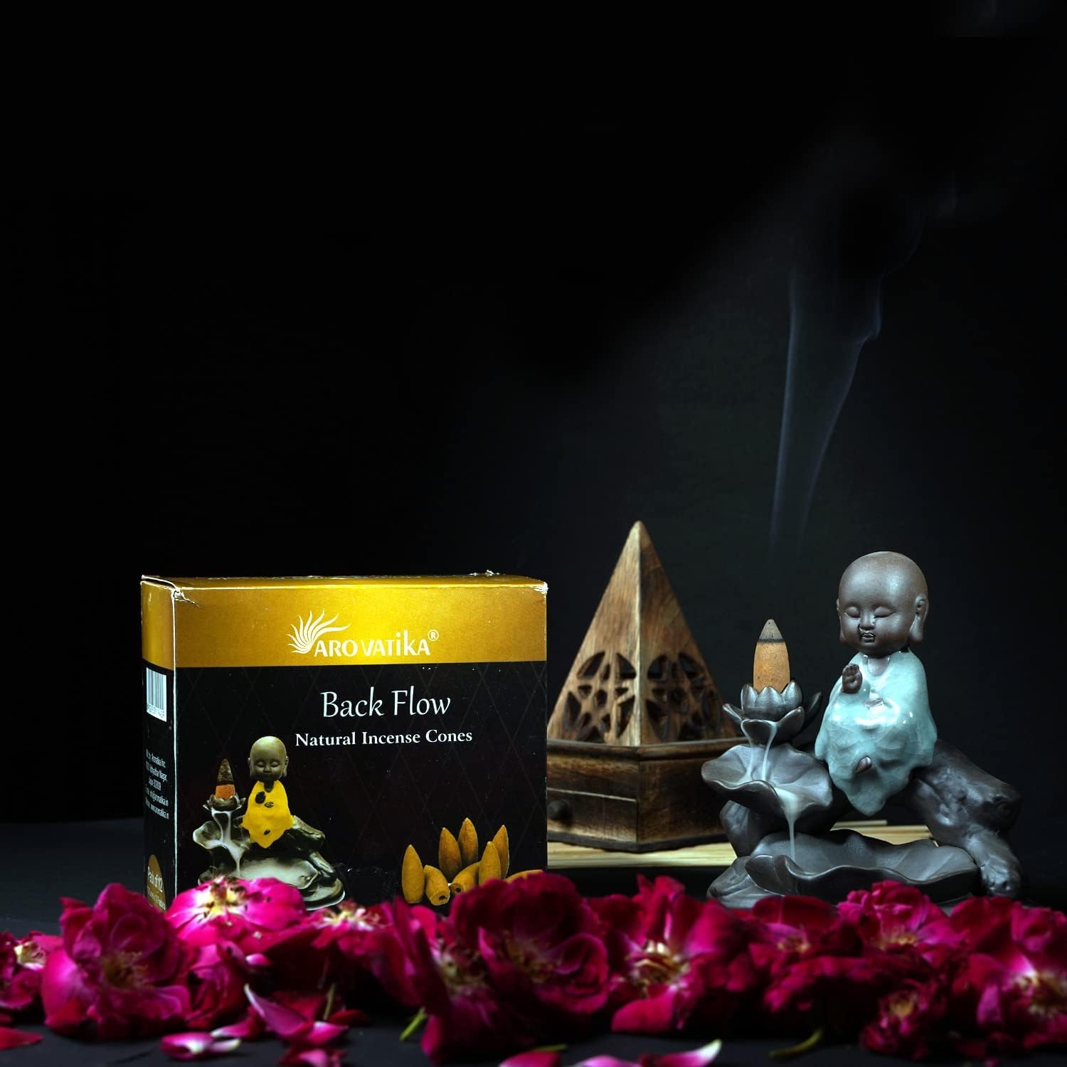 ARO VATIKA Backflow Natural Masala Incense Cones 12 Variety Pack