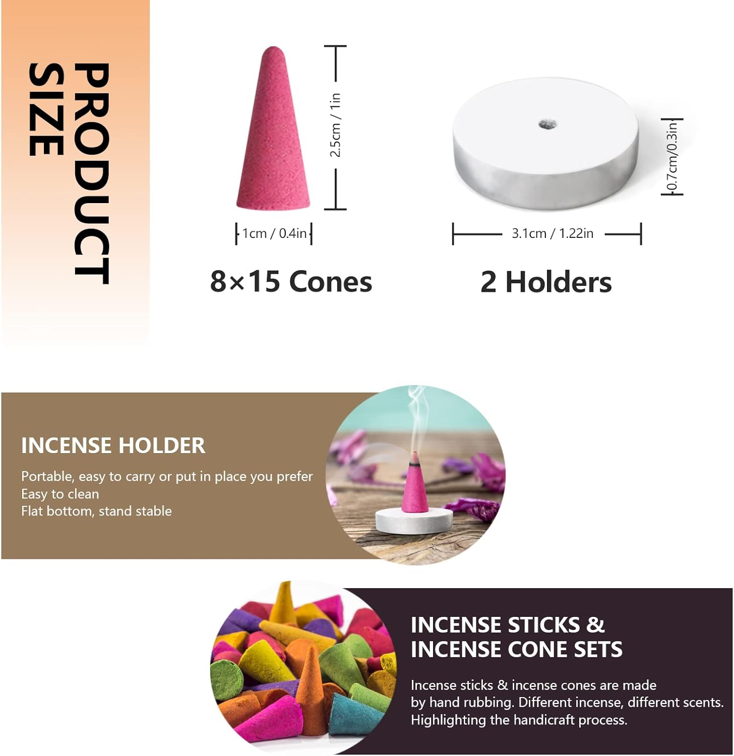 Strn Assorted Incense Cones Gift Set with Holders