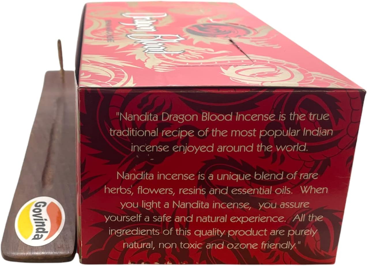Govinda Incense Stick Holder Bundle with Nandita Dragon Blood Incense Sticks