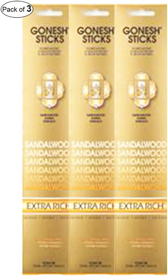GONESH Incense Extra Rich - Sandalwood 20 Sticks Pack of 3