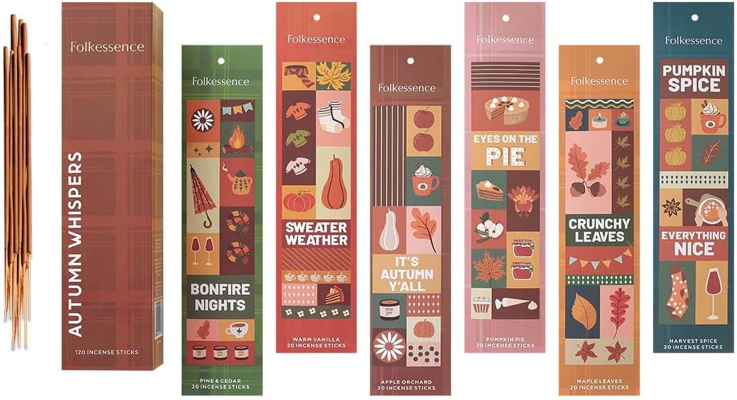 Folkulture Fall Incense Set of 6 with 45 Min Burn Time