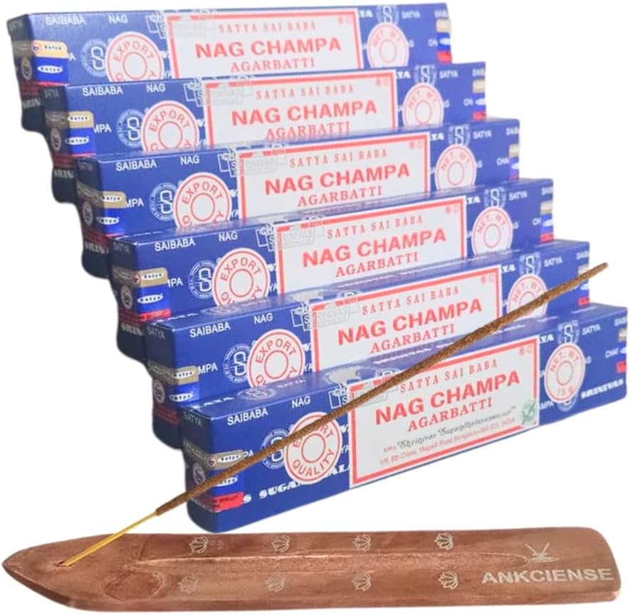 ANKCIENSE Incense Stick Holder with Satya Nag Champa Incense 15g